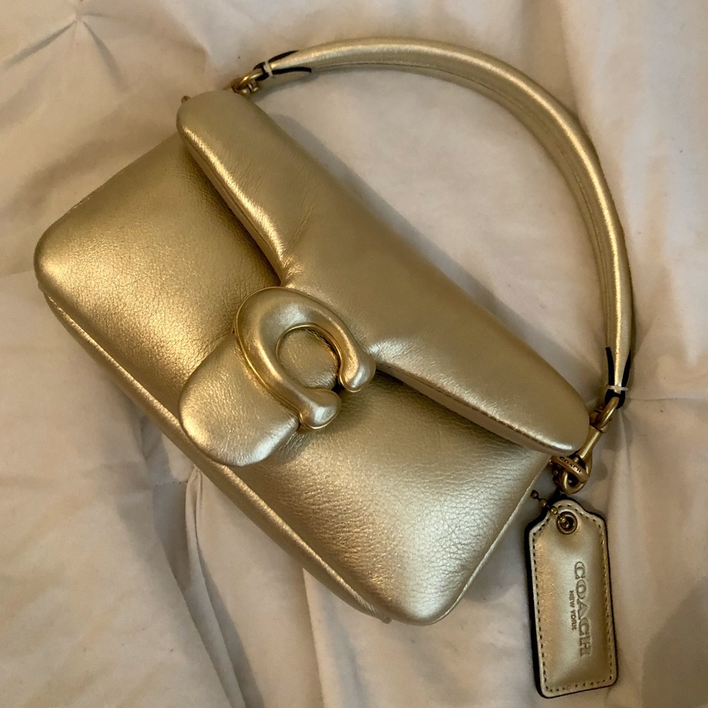 Coach Metallic Gold Leather Shoulder Bag